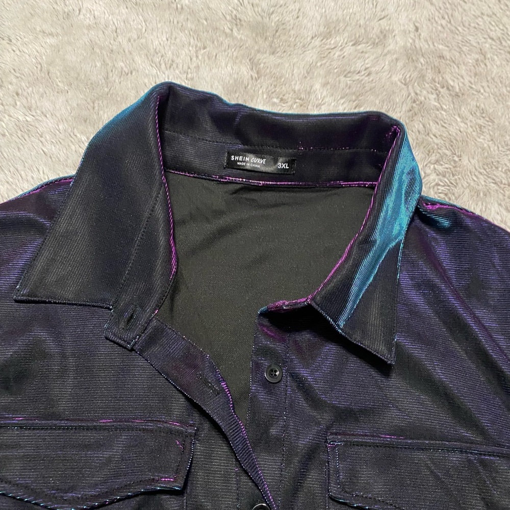 Black and Purple Button-Up Shirt